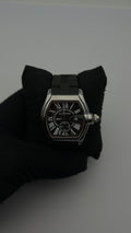 CRTR GOMA/NEGRO CARA/NEGRA/CRONO BISEL/PLATEADO