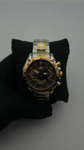 CSO EDIFICE ACERO/BICOLOR CARA/NEGRA/3 CRONOS BISEL/DORADO/400