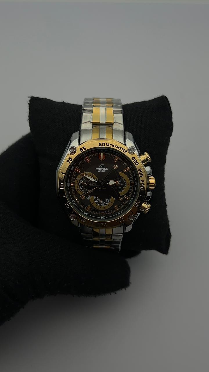 CSO EDIFICE ACERO/BICOLOR CARA/NEGRA/3 CRONOS BISEL/DORADO/400