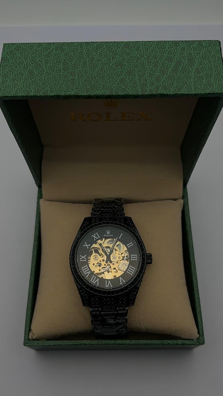 RX AUTOMATICO ACERO/CUBANO/NEGRO CARA NEGRA/ROMANOS BISEL NEGRO