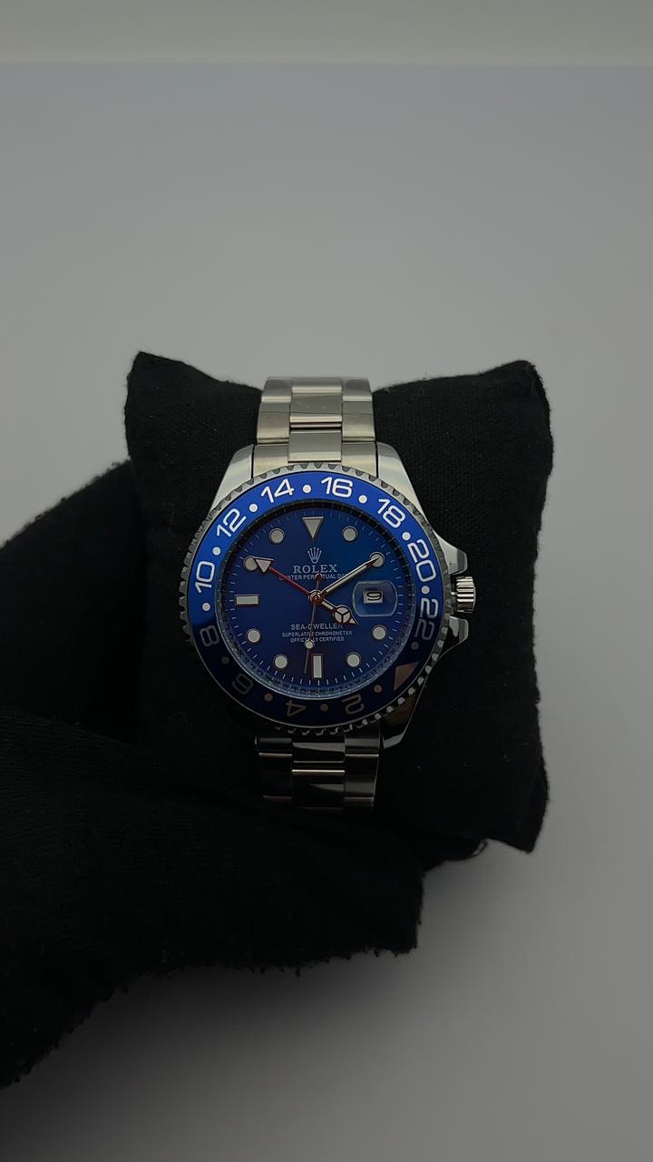 RX GMT ACERO/PLATEADO CARA/AZUL BISEL/AZUL