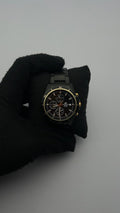 CASIO DTS ACERO NEGRO CARA NEGRA/DORADA/3 CRONOS BISEL/DORADO/NEGRO