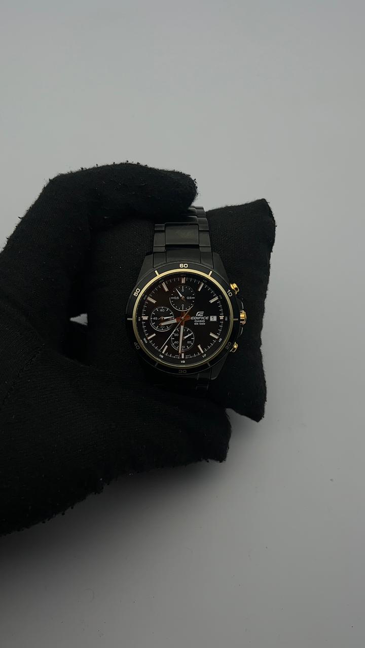 CASIO DTS ACERO NEGRO CARA NEGRA/DORADA/3 CRONOS BISEL/DORADO/NEGRO