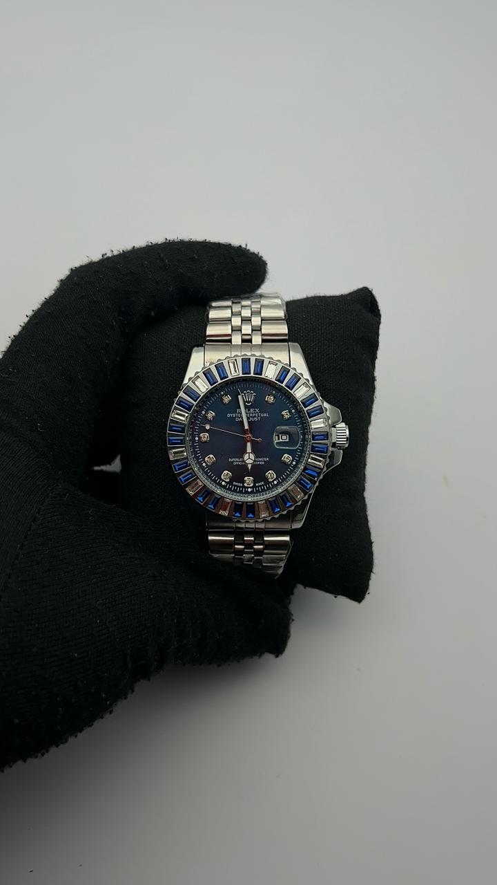 RX DTS ACERO/PLATEADO/TRENZADO CARA/AZUL BISEL/PLATEADO/AZUL/CUBANO