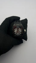 R MILLE GOMA NEGRO CARA SAMURAI PLATEADO BISEL NEGRO