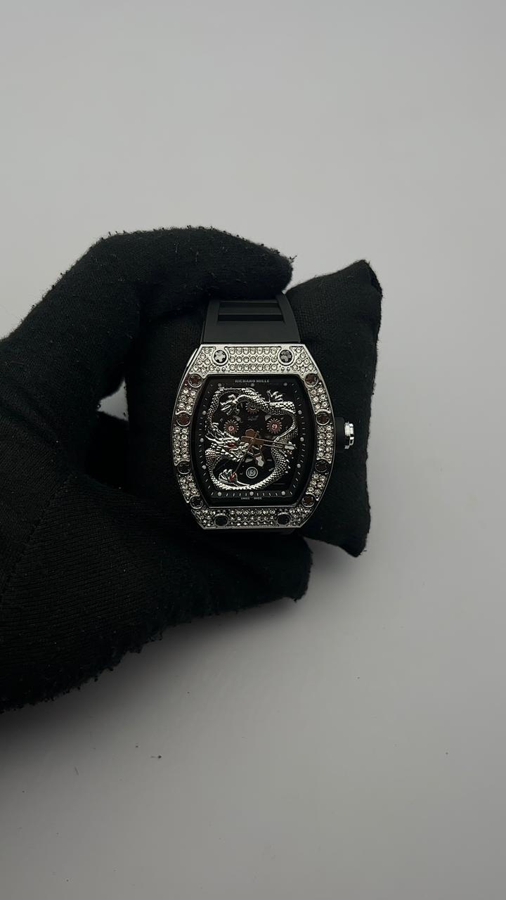 R. MILLE GOMA/NEGRA CARA/PLATEADA/DRGN BISEL/PLATEADO/CUBANO