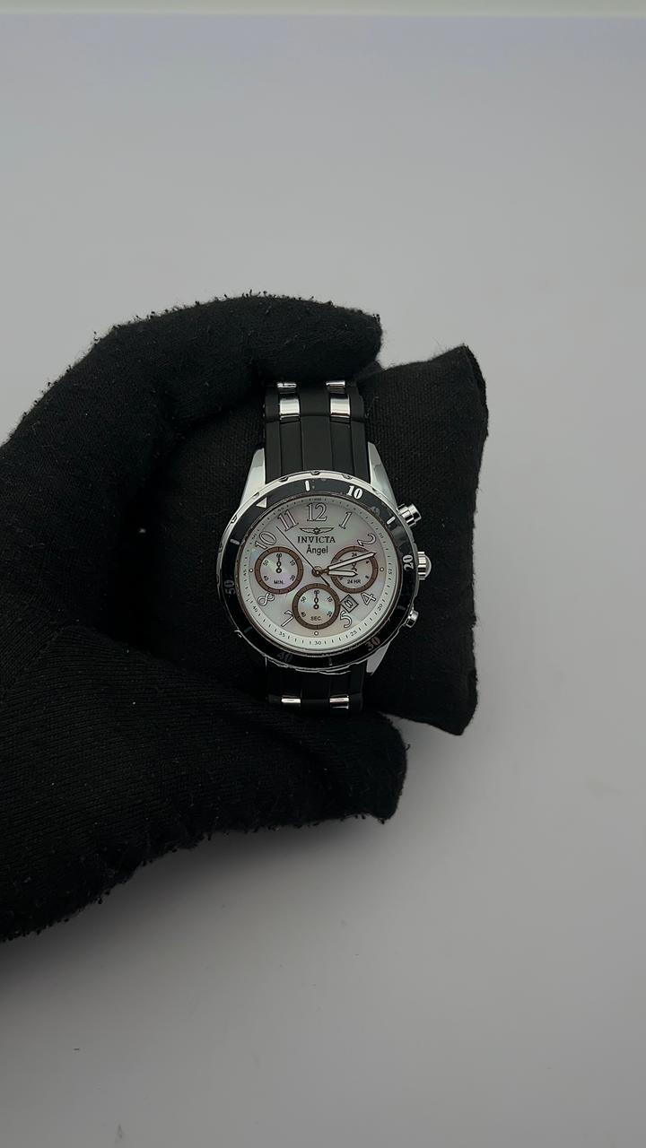 INVIC ANGEL DAMA GOMA NEGRO CARA PLATEADA BISEL PLATEADO