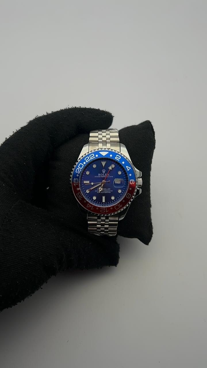 RX GMT ACERO/PLATEADO CARA/AZUL BISEL/ROJO/AZUL