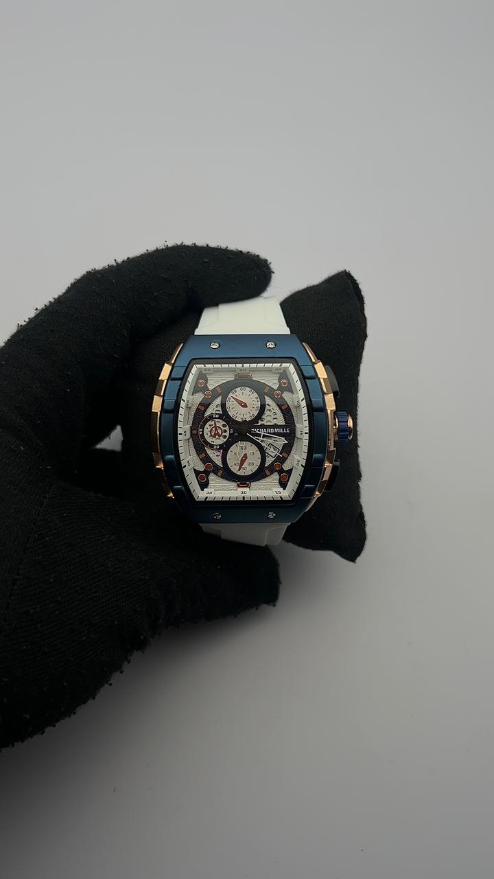 R. MILLE GOMA/BLANCO CARA/BLANCA/3 CRONOS BISEL/AZUL/PALO ROSA CAJA/PLANA