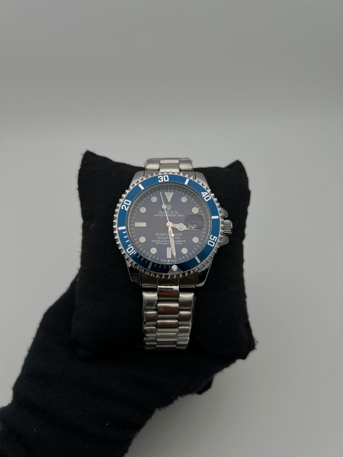 RX SUBMRN ACERO/PLATEADO/TRENZADO CARA/AZUL BISEL/AZUL A.