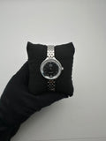 Q&Q DAMA ACERO/PLATEADO CARA/NEGRA BISEL/PLATEADO/DIAMANTE