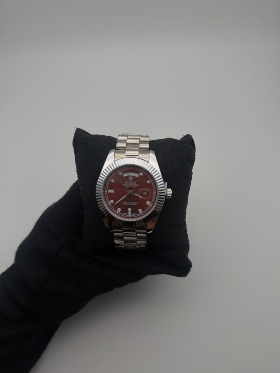 RX DT ACERO/PLATEADO CARA/ROJA BISEL/PLATEADO