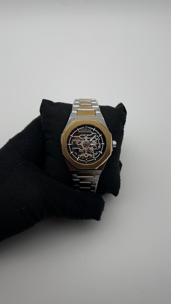 AP ACERO/BICOLOR CARA/CRCT/NEGRA/PLATEADA/NEGRA BISEL/OCTAGONAL/DORADO