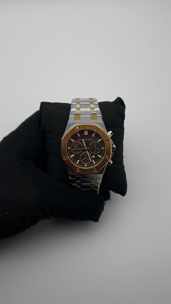 AP ACERO/BICOLOR CARA/NEGRA/3 CRONOS BISEL/OCTAGONAL/DORADO