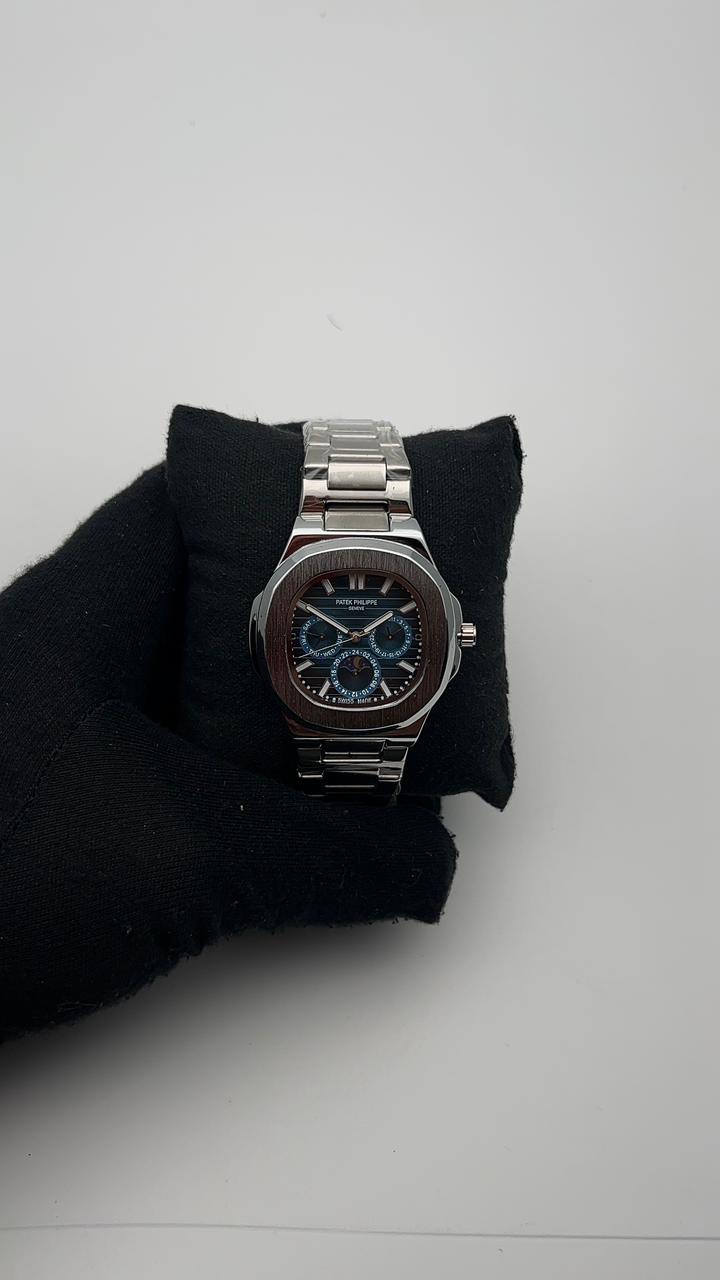 PTK ACERO/PLATEADO CARA/AZUL/3 CRONOS/AZUL BISEL/PLATEADO