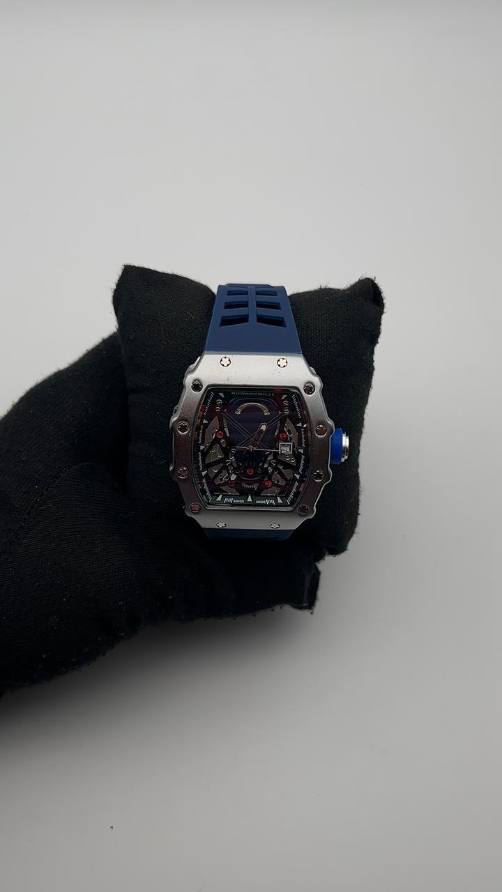 R MILLE GOMA/AZUL CARA/NEGRA/5 RUBIES BISEL/PLATEADO
