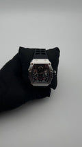 R MILLE GOMA/NEGRO CARA/NEGRA/5 RUBIES BISEL/PLATEADO