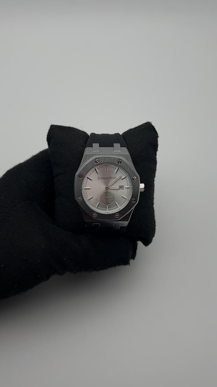 AP DTS GOMA/NEGRO CARA/PLATEADA/1 CRONO BISEL/OCTAGONAL/PLATEADO
