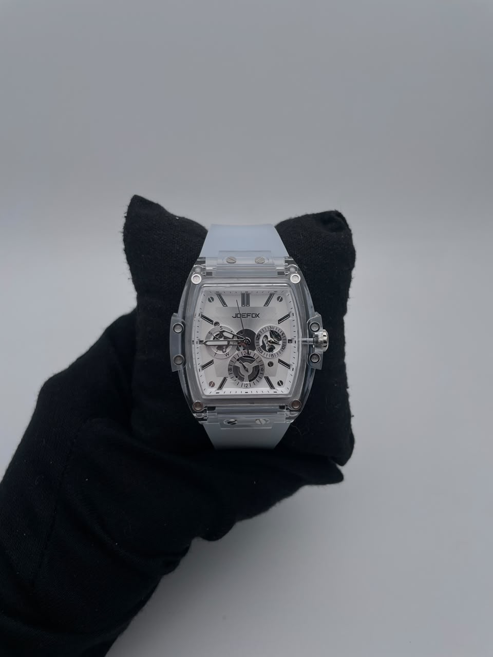 JOEFOX ORIGINAL GOMA/GRIS CARA/BLANCA/3 CRONOS BISEL/TRANSPARENTE