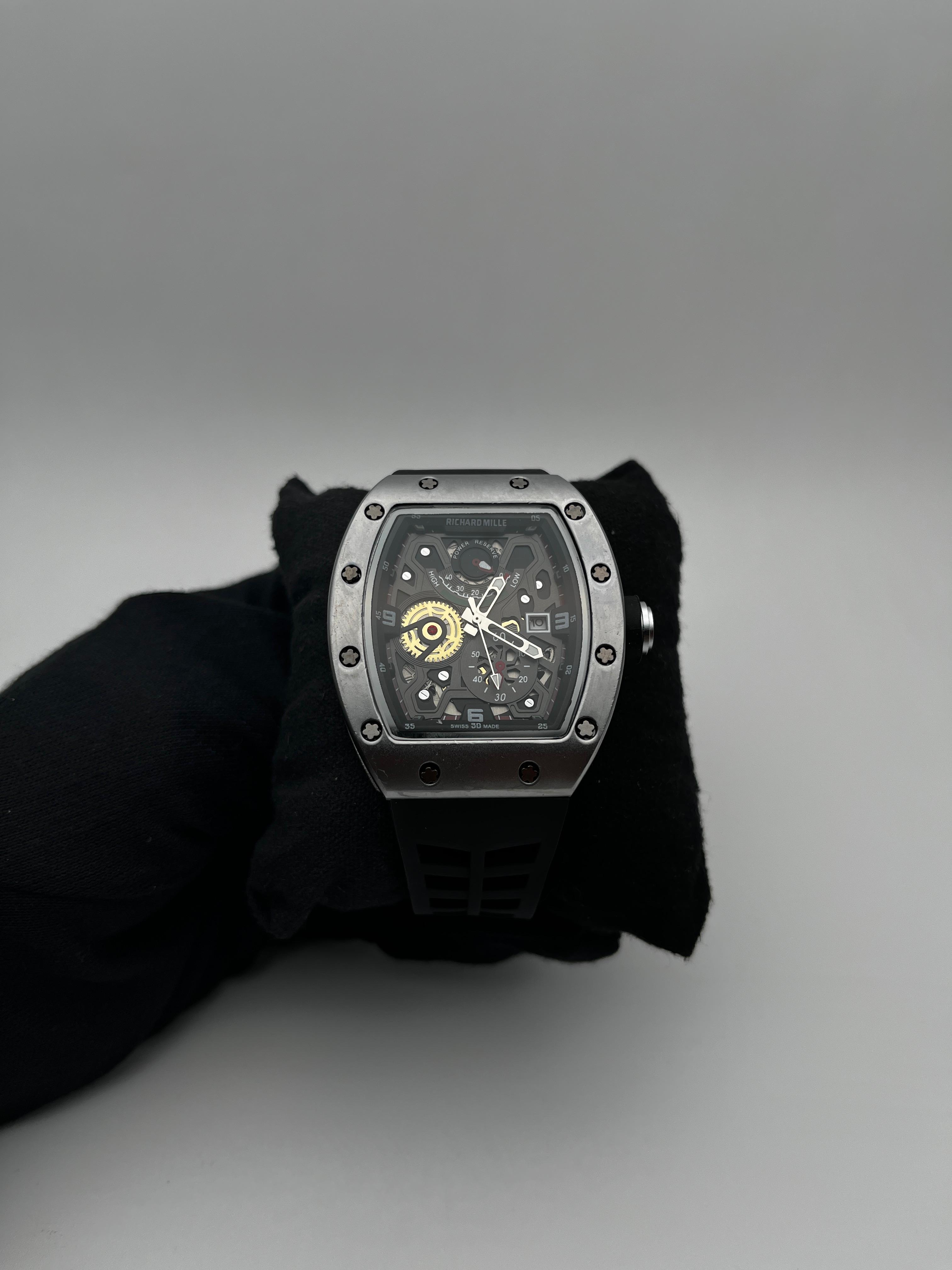 R MILLE PR GOMA/NEGRO CARA/NEGRA/2 CRONOS BISEL/PLATEADO