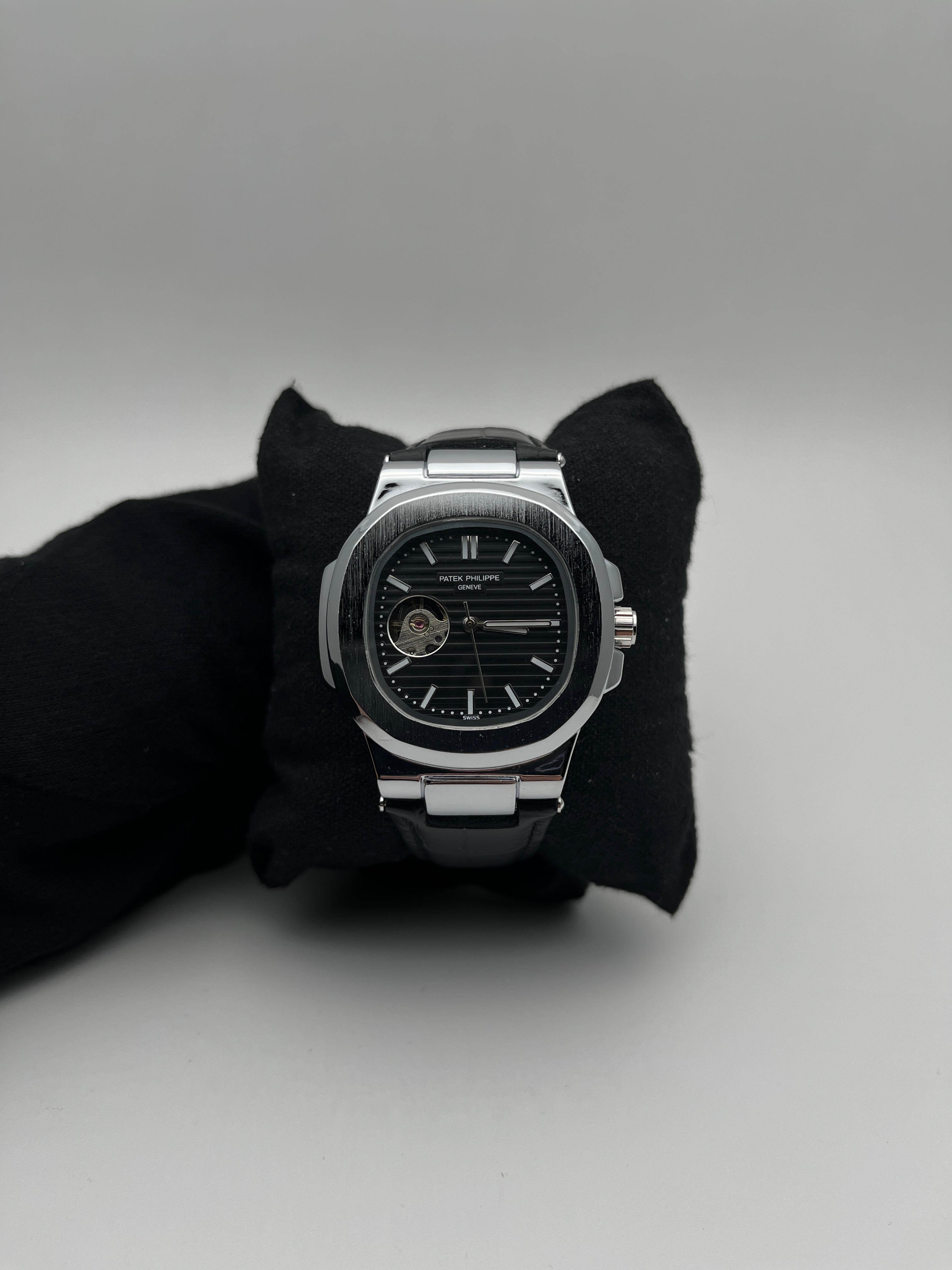 PTK AUTOMATICO CUERO/NEGRO CARA/NEGRA BISEL/PLATEADO
