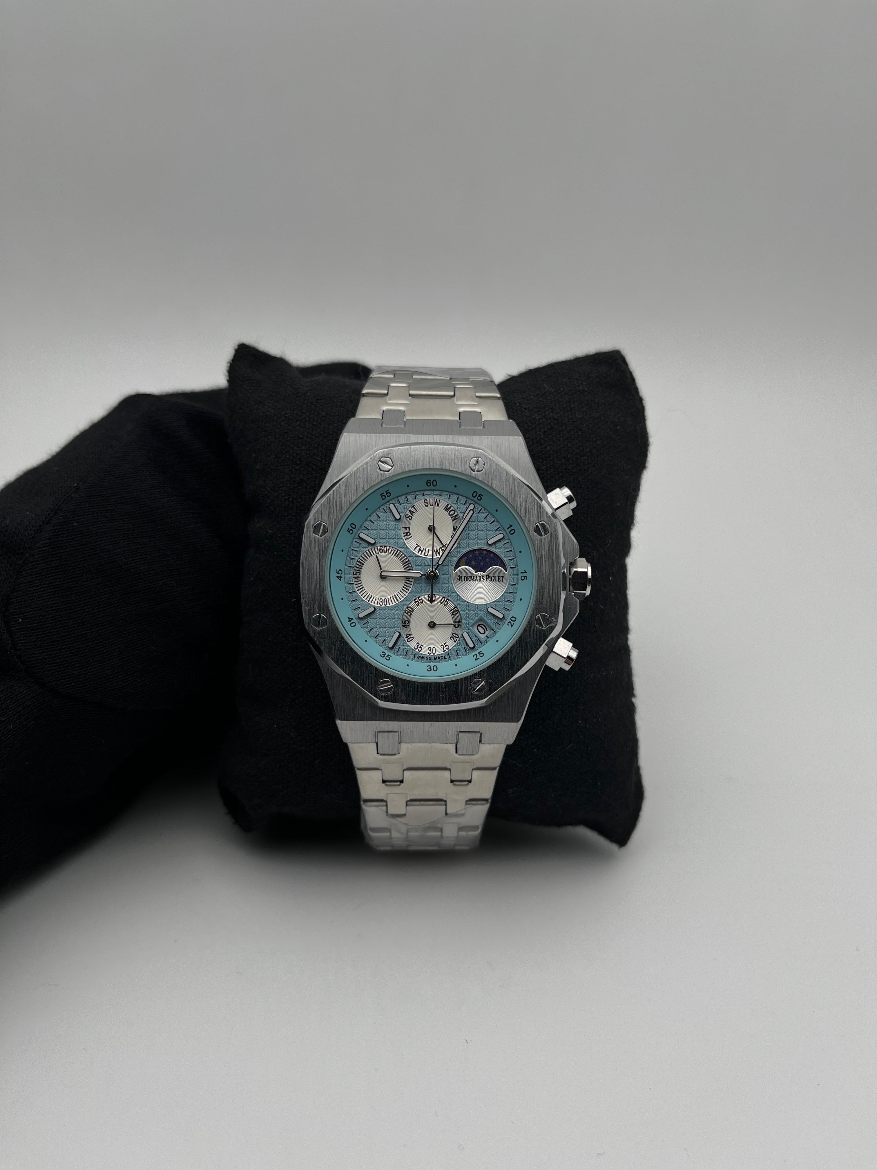 AP FUNCIONAL ACERO/PLATEADO CARA/AZUL/4 CRONOS/BLANCA BISEL/OCTAGONAL/PLATEADO