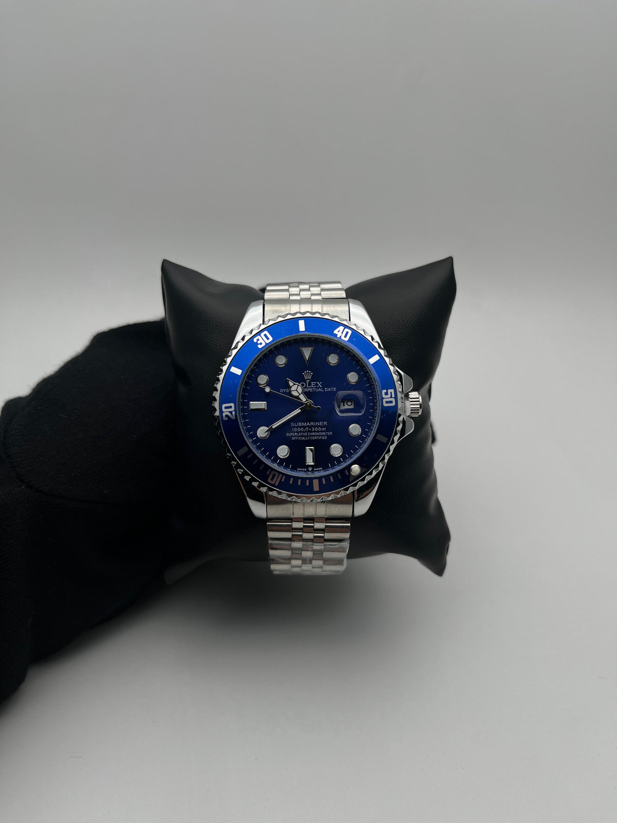 RX SUBMRN ACERO/PLATEADO/TRENZADO CARA/AZUL BISEL/AZUL C.A