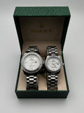 COMBO PAREJA RX DT ACERO/PLATEADO  BISEL/PLATEADO/CUBANO CARA/PLATEADA