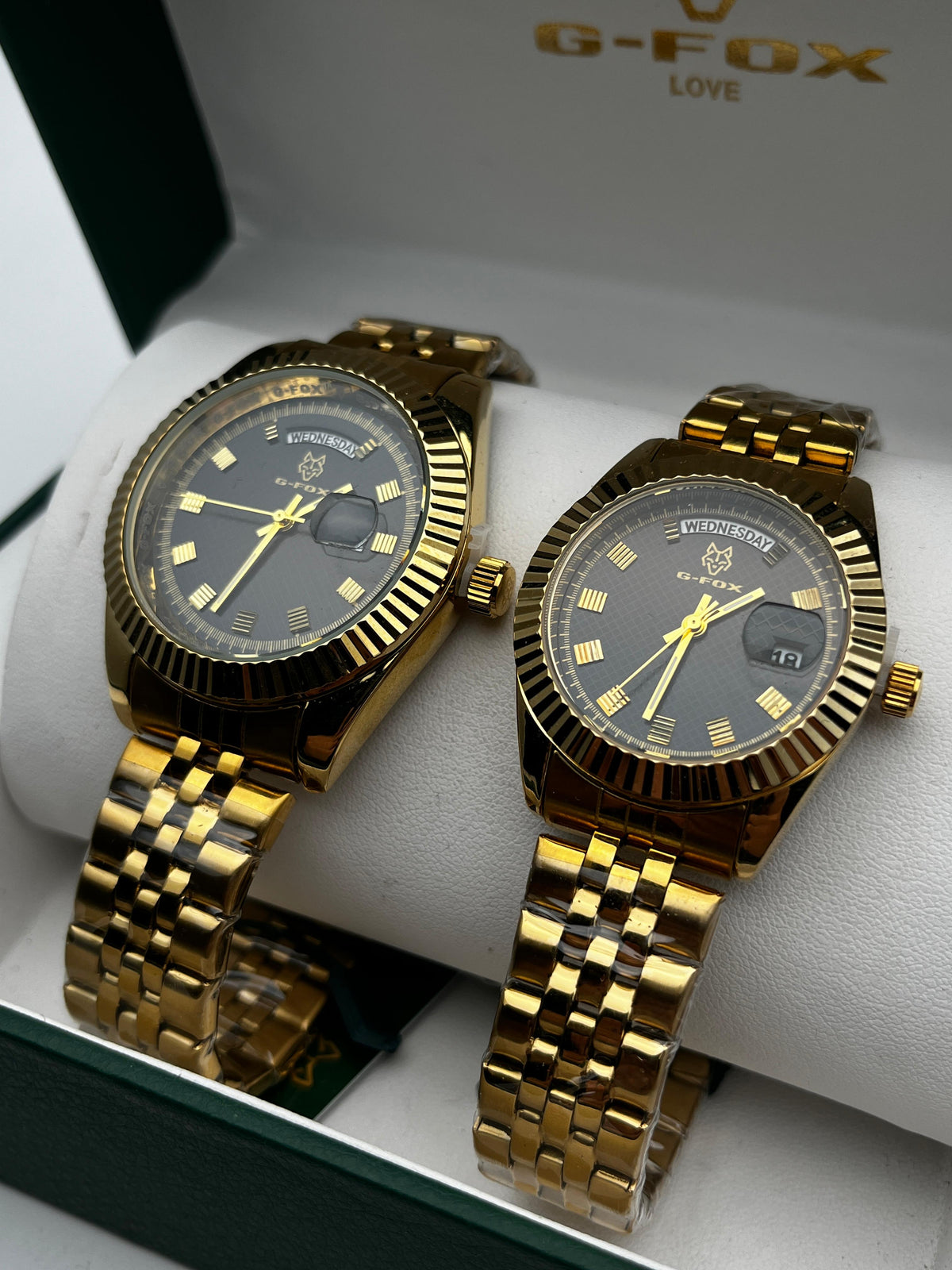 COMBO PAREJA G-FOX DT ORIGINAL ACERO/DORADO CARA/NEGRA BISEL/DORADO