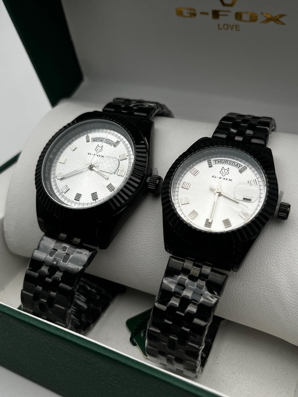 COMBO PAREJA G-FOX DT ORIGINAL ACERO/NEGRO CARA/PLATEADA BISEL/NEGRO