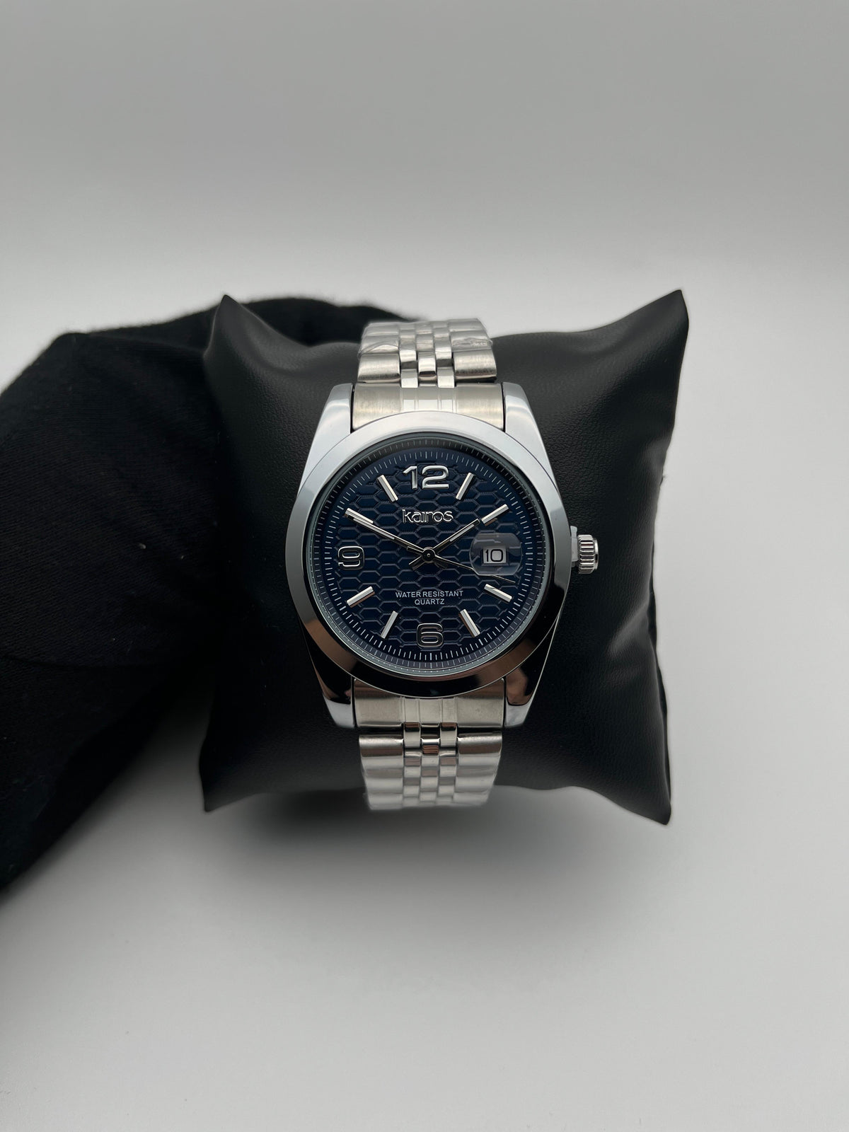 KAIROS FA020B ACERO/PLATEADO/TRENZADO CARA/AZUL OSCURA BISEL/PLATEADO