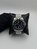 KAIROS FA013M GMT ACERO/PLATEADO/TRENZADO CARA/NEGRA BISEL/NEGRO/AZUL