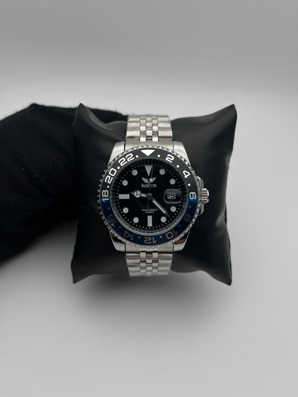 KAIROS FA013M GMT ACERO/PLATEADO/TRENZADO CARA/NEGRA BISEL/NEGRO/AZUL