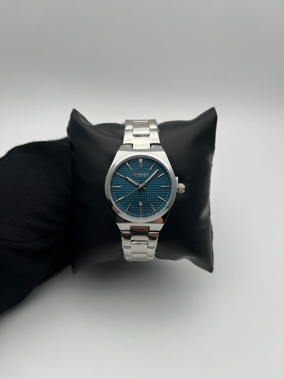 CRRN DAMA 8439 ACERO/PLATEADO CARA/AZUL BISEL/PLATEADO/LISO