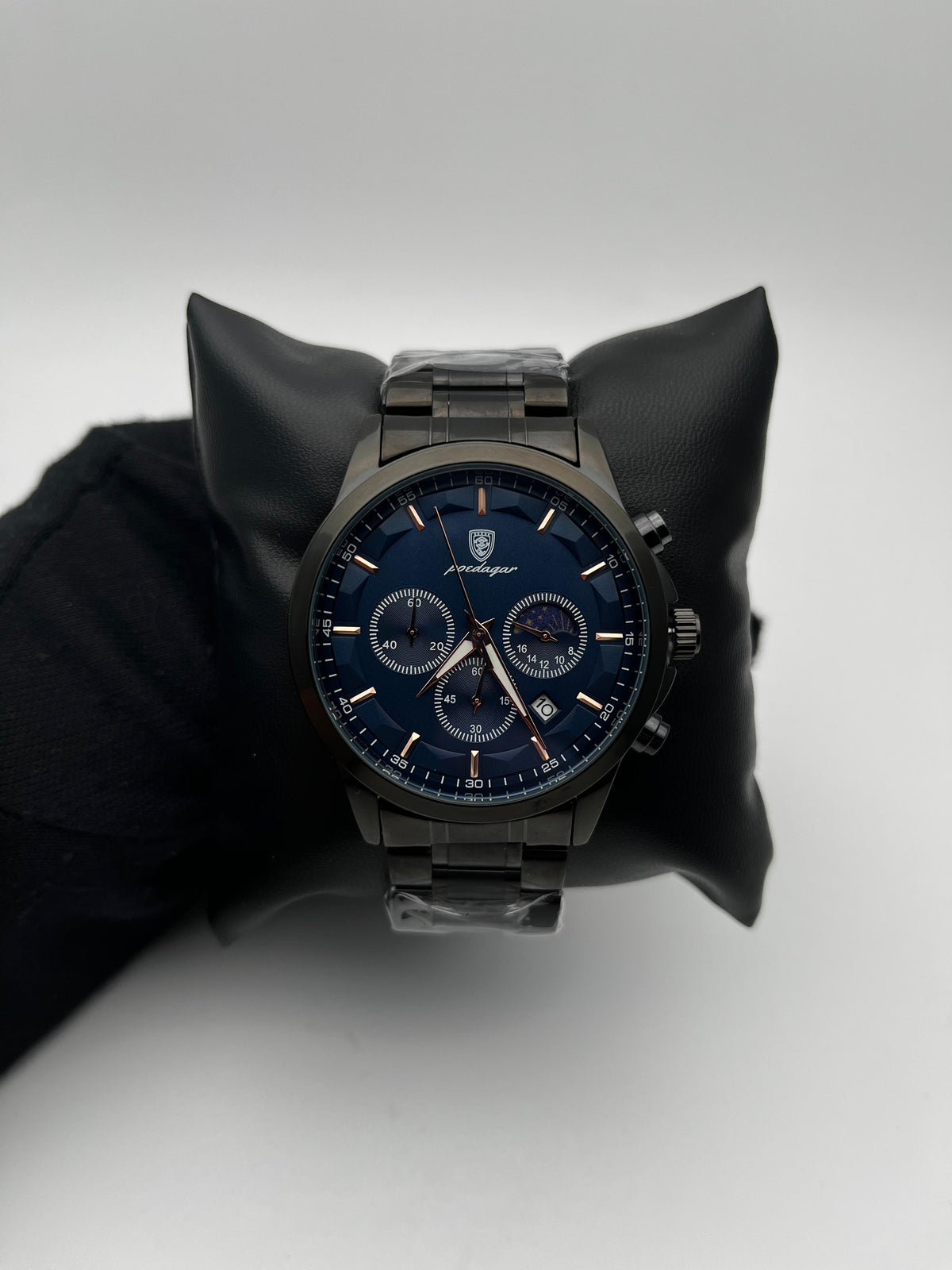 POEDAGAR 928 ACERO/NEGRO CARA/AZUL OSCURA/3 CRONOS BISEL/NEGRO
