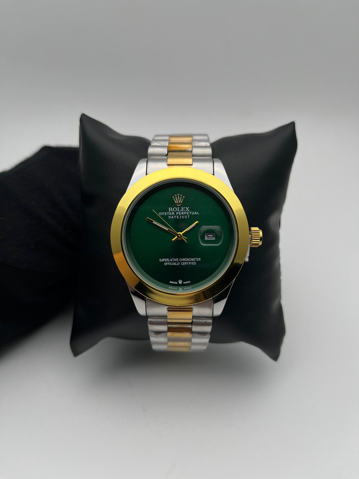 RX DTS ACERO/BICOLOR/TRENZADO CARA/VERDE/LISA BISEL/DORADO/LISO